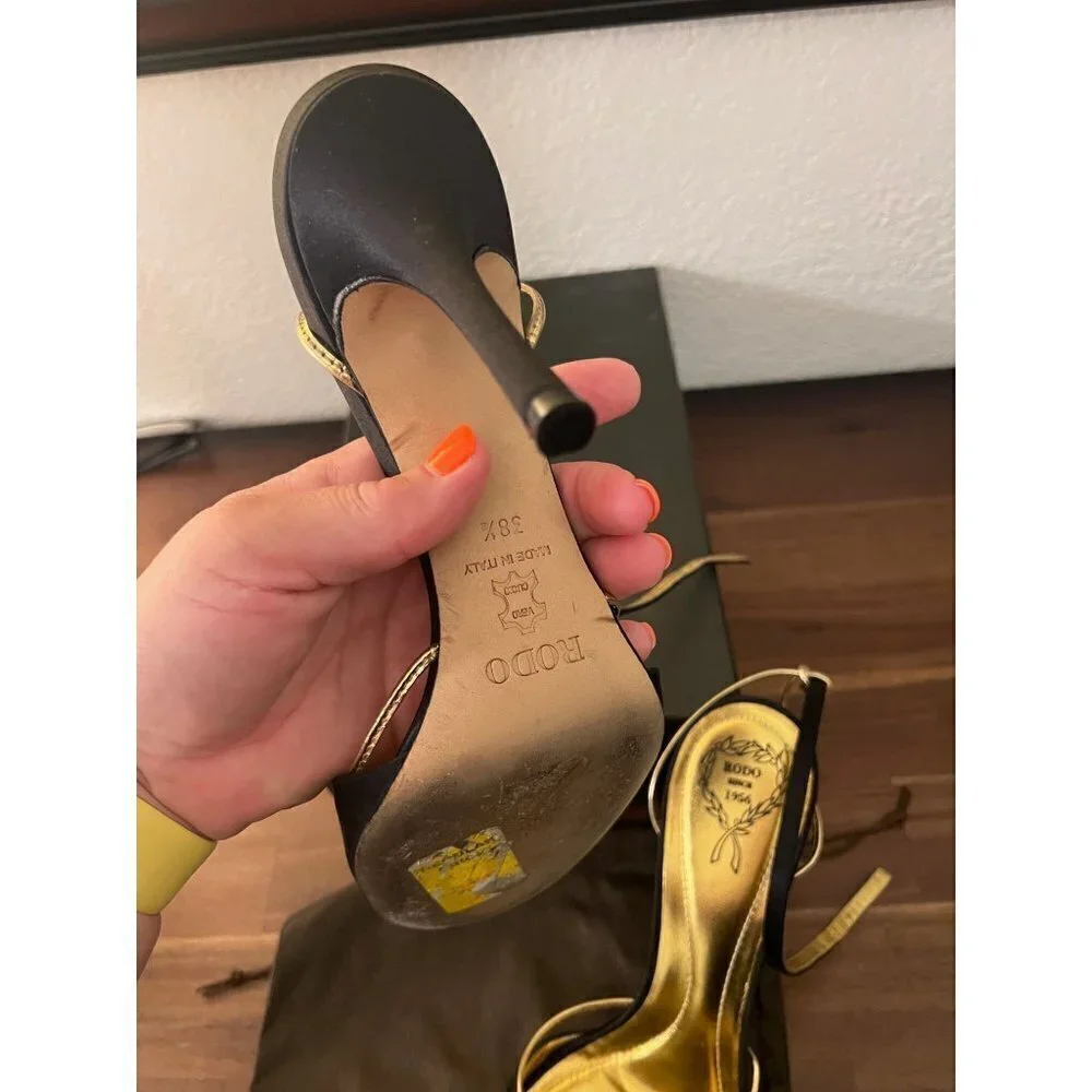 RODO women's black and gold heels size 8.5 - Picture 4 of 6